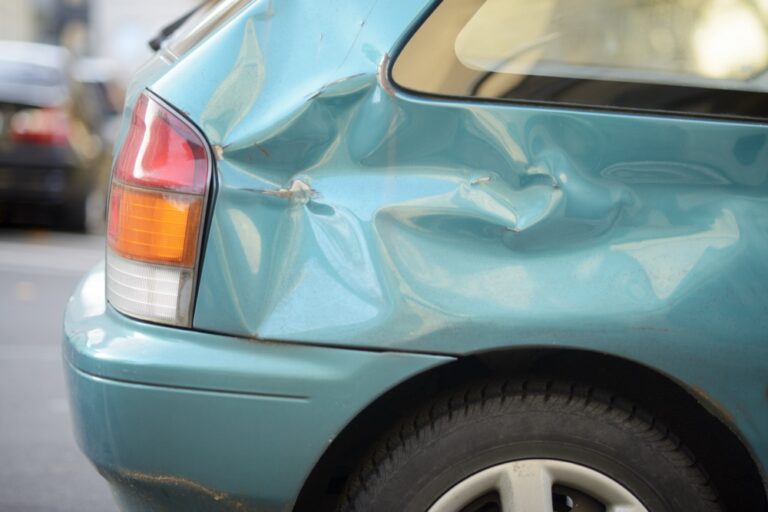 Rear part of a japanese car after an accident.